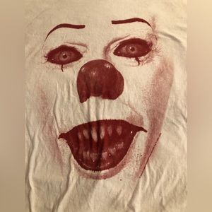 Pennywise face outline white & red 3XL T-shirt Stephen King It HORROR Tee Shirt